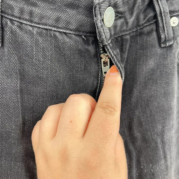 Free People Vintage‎ Flared Jeans Black Ash Denim Raw Hem Size 27 - Picture 4 of 14